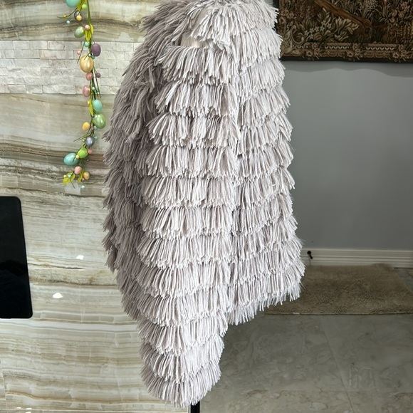 She + Sky Mocha Faux Fur Layered Hippie Shag Open Front Coat Size L‎ (891) - Picture 6 of 13